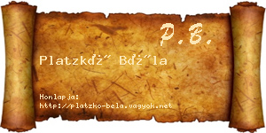 Platzkó Béla névjegykártya